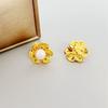 Vintage Light Luxury Earrings, Green Zircon Flower Stud Earrings, Earrings.