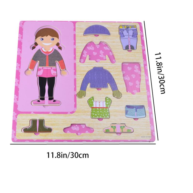 Wooden Children Dress-Up Puzzle,Boy And Girl Changing Clothes Jigsaw Puzzles, Toy For Kids