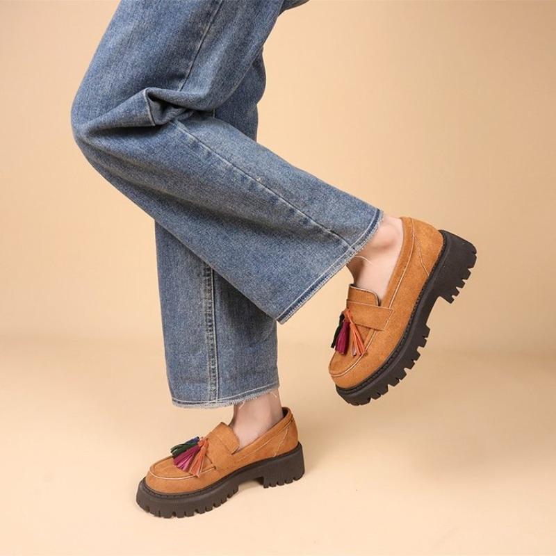 Women's Shoes  New Women's British Style Thick Sole Shoes Office Ladies Light Casual Designer Shoes Loafers Zapatos De Mujer