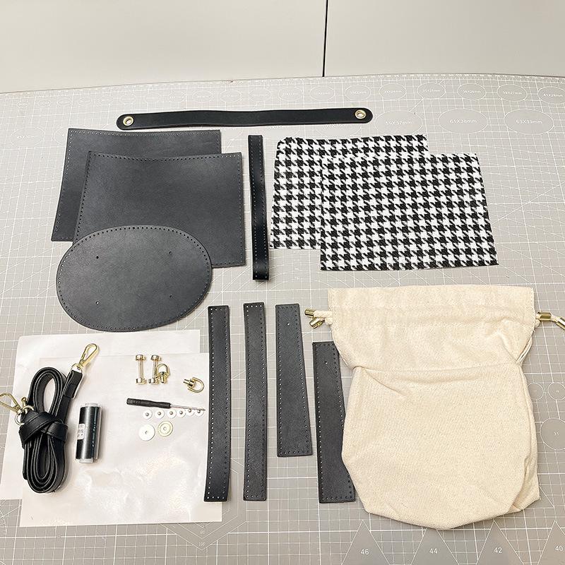 Zhuang Brocade Women's DIY Retro Bucket Crossbody Bag with Drawstring