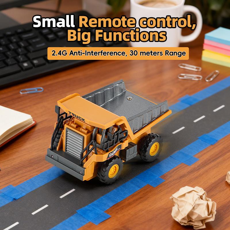 1:64 Alloy Engineering Vehicle 2.4G Mini Remote Control Dump Truck  Desktop Toys One-click Rc Carriage Lift Toys for Children