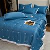 Ensemble de couette d'été en soie brodée King Queen Luxe Soie Lavée Literie Couette Décoration Intérieure Doux Léger