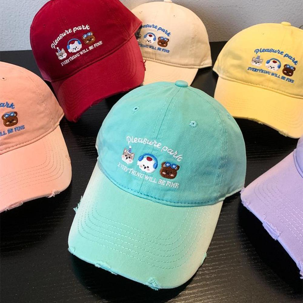 Cotton Embroidered Letter Hat Sunscreen Puppy Cap Versatile Baseball Cap  Street