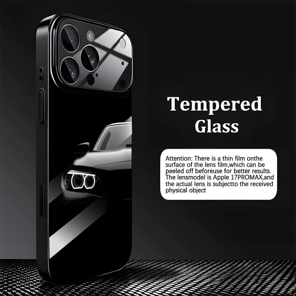 Cool Black Sports Car Front Glass phone case mobile phones for iphone 17 pro max cover for iPhone 17 16 15 14 13 12 pm Pro Plus