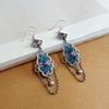 S925 Silver Enamel Color Flower Fringed Earrings Retro Ethnic Style Exquisite Antique Temperament Handmade Hollow Earrings