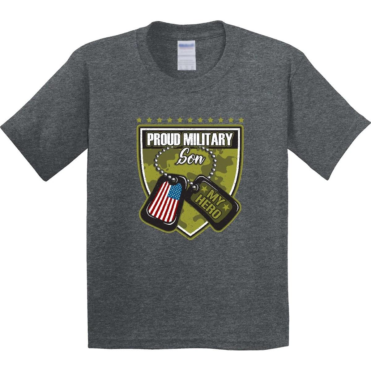 Inktastic Proud Military Son Boys Camo Flag Outfit Youth T-Shirt Child America 110