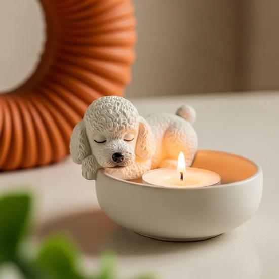 Ručně malovaný svícen pro štěně votivní svícen na čajovou svíčku stojan dekorace obývací pokoj koupelna svícen stolní ozdoba středový prvek