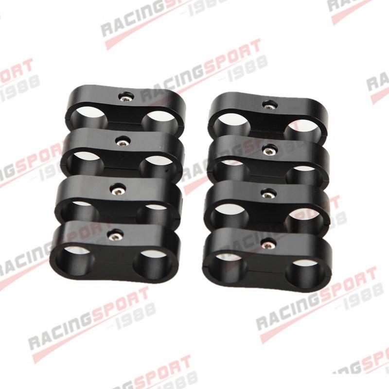 

8PCS Universal AN3/4/5/6/8/10/11/12 Billet Oil Fuel Water Hose Tube Seprator Divider Clamp Aluminum line separator AN3 black