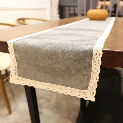 Runner da tavolo in pizzo vintage decorazione da tavolo per la casa grigio cachi colore naturale juta lino runner da tavolo con bordo in pizzo di cotone