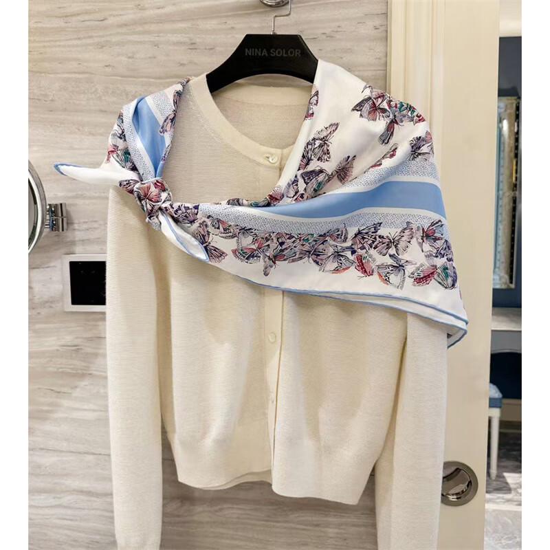 NINA SOLOR Butterfly Twill Silk Scarf