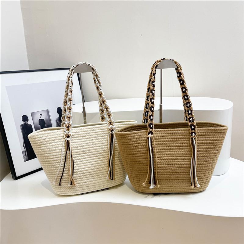 25 Years of Summer New Tote Bag Large Capacity Fashion Versatile Woven Bag Vacation Style Lazy Simple Shoulder Bag Women