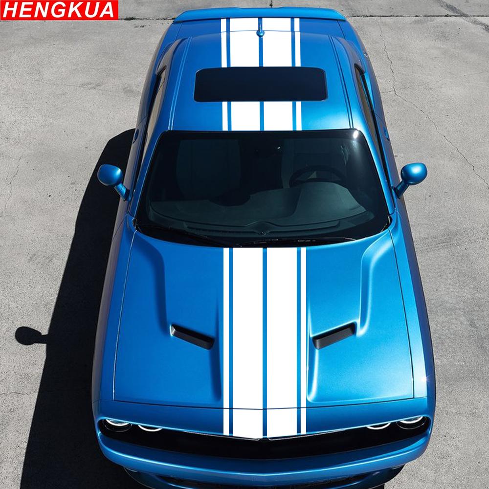 

For Dodge Challenger sxt Rally stripe stickers, vinyl-style decals, auto adjusting accessories Car hood rear trunk kit, For Dodge Challenger