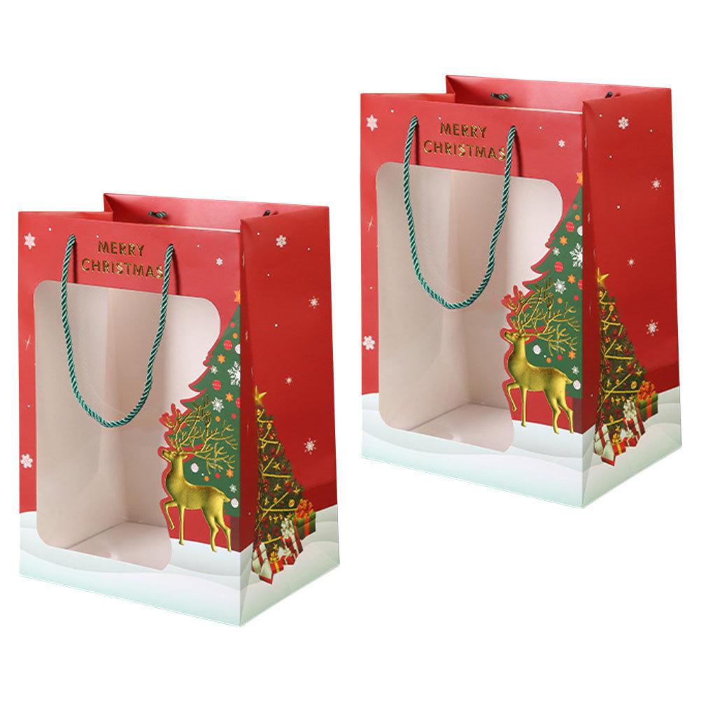 2Pcs Christmas Reindeer Paper Gift Bags Handheld Candy Storage Pouch Party Favor Container Festival Christmas Gift Bags
