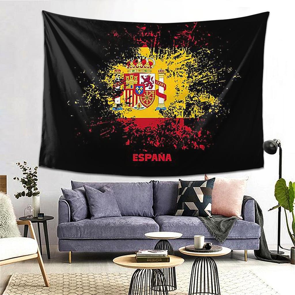 Spain Watercolor Spaniard Flag Spanish Outfit Tapestry Art Aesthetic Tapestries for Bedroom Home Wall Cloth Wall Hanging