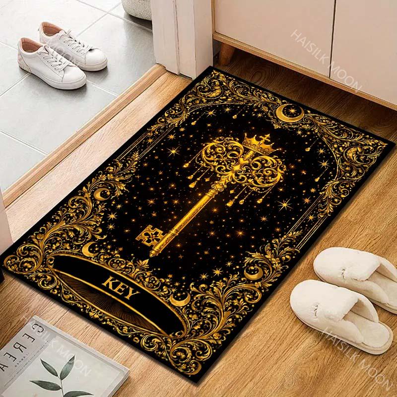 Multiple Sizes Ornate Golden Key Design Carpet for Living Room Bedroom Sofa Home Decor Rus Non-slip Floor Mat Luxury Gift