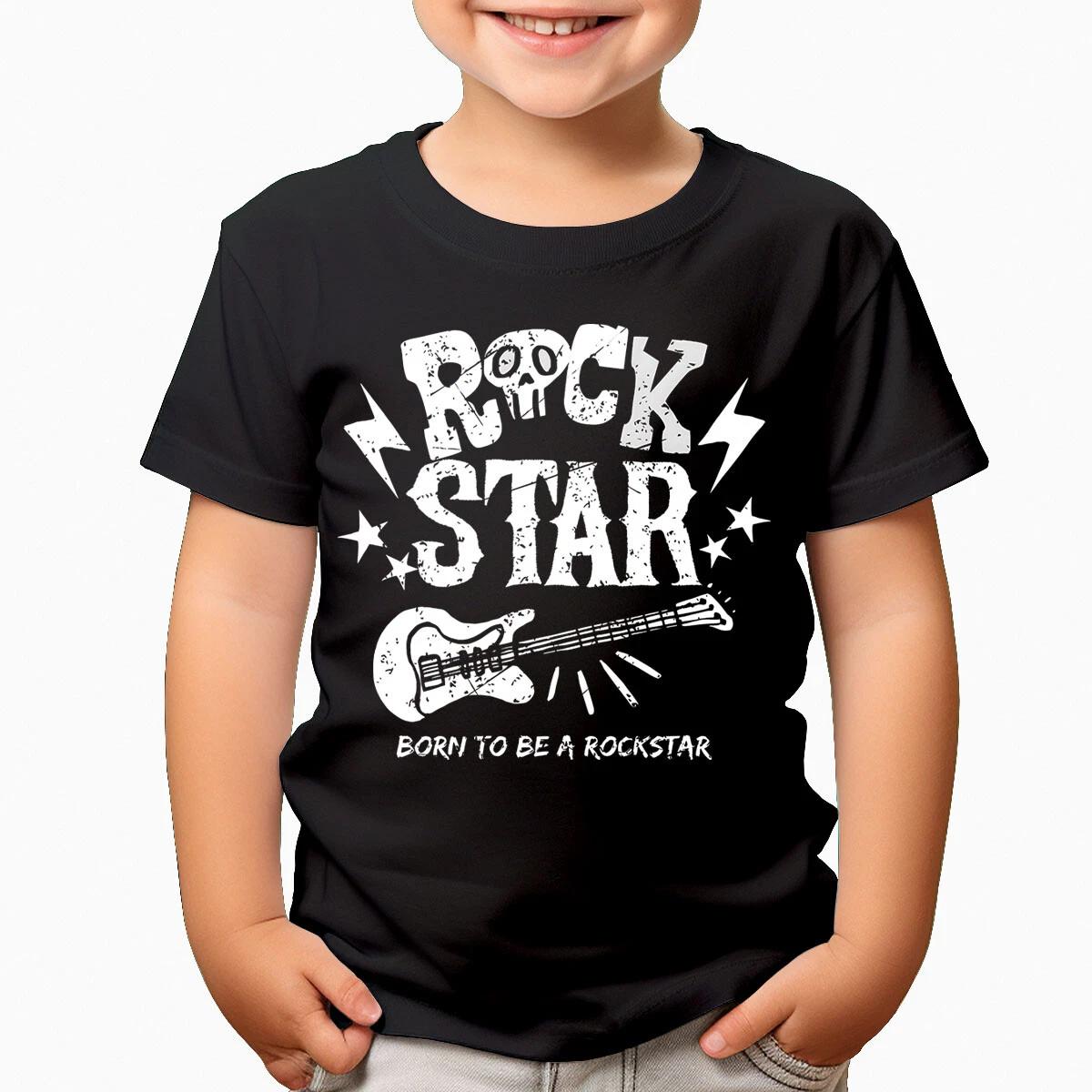 Born To Be A Rock Star Guitar Music Gift Musical Boys Girls Kids Boys Baby Children T-shirt #TA-147 140
