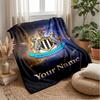 Coperta in Flanella Personalizzata con Nome Testo Newcastle United FC Logo Calcio Coperta in Pile Personalizzata Regalo Speciale per Divano Camera da Letto Casa