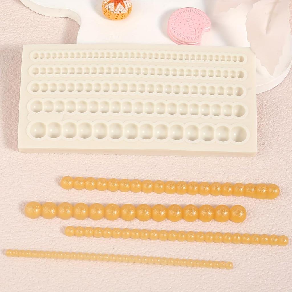 IKOJING1 Pcs Hemisphere Pearl Chain Cake Border Decoration Fondant Mold, Chocolate Pearl Silicone Molds, Suitable for Cupcake Toppers Gum Biscuit