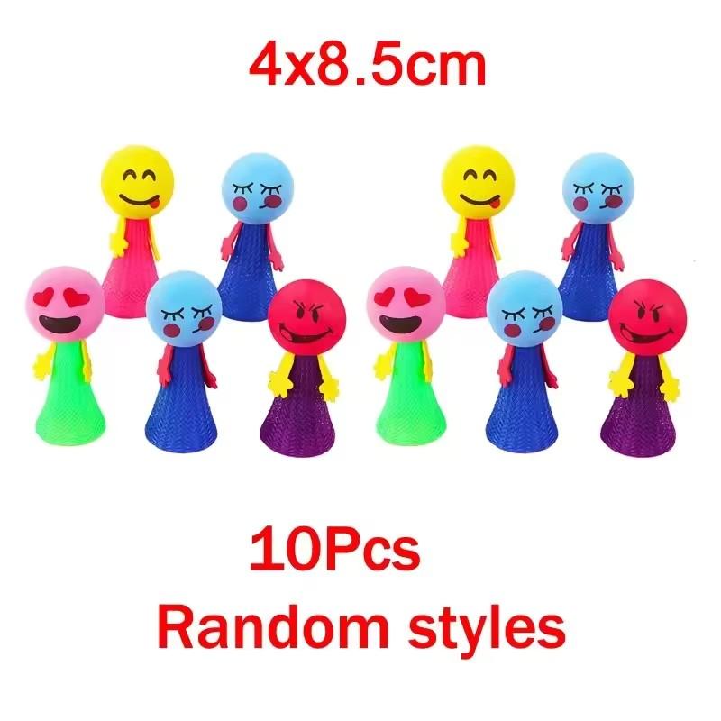 10 Stuks Spring Stuiter Elf Schattige Expressie Prank Decompressie Cartoon Speelgoed Veer Man Feest Creatief Grappig Speelgoed Verjaardagscadeau blue