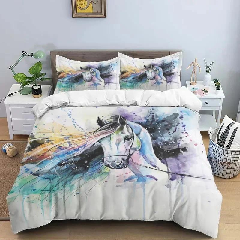 Luxury New 3D Print Horses Hd Print Bedding Set Double BedChildrenS Bed Duvet Covers Pillowcases Bedding Set Teens Bedding Set