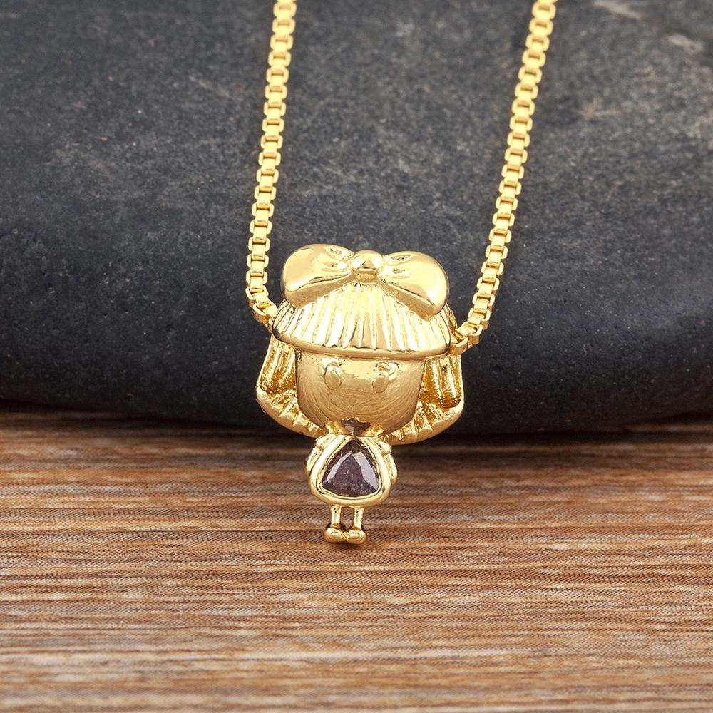 

Nidin Hot Sale Trendy Son And Daughter Shape Zircon Pendant Necklace Boy Girl Fine Chain Choker Jewelry Mother s Day Gifts