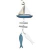 Marine Style Wooden Pendant Ocean Wind Crafts Small Fish Boat Innovative Accessory Wall Hanging Decoration Pendant Home Decor