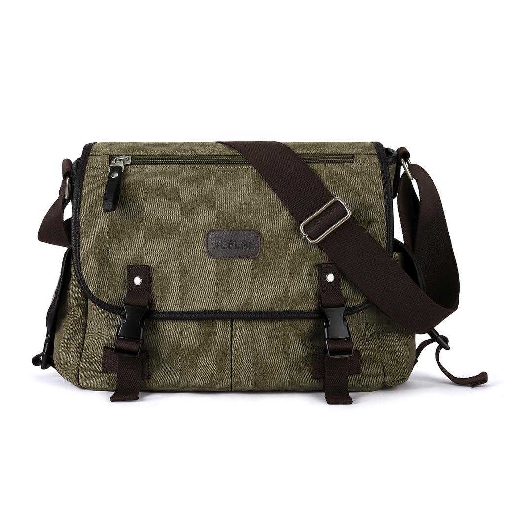 Messenger Bag For Men Retro Canvas Satchel Casual Briefcases Laptop Bag Fit 13Inch,Water Resistant Crossbody College Satchel Bag
