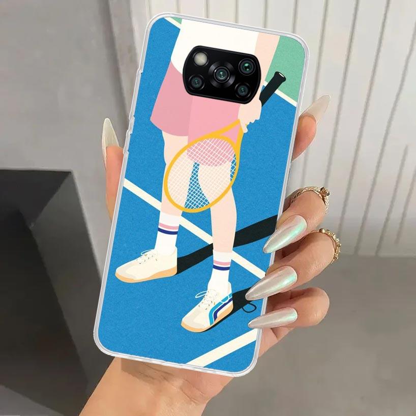 Tennis Sport Phone Case for Xiaomi Poco X5 X6 X7 Pro F7 Ultra M7 Redmi 15 15C 13 13C 12 12C 10 10A 10C 9 9A 9C 9T Shell Poco X7
