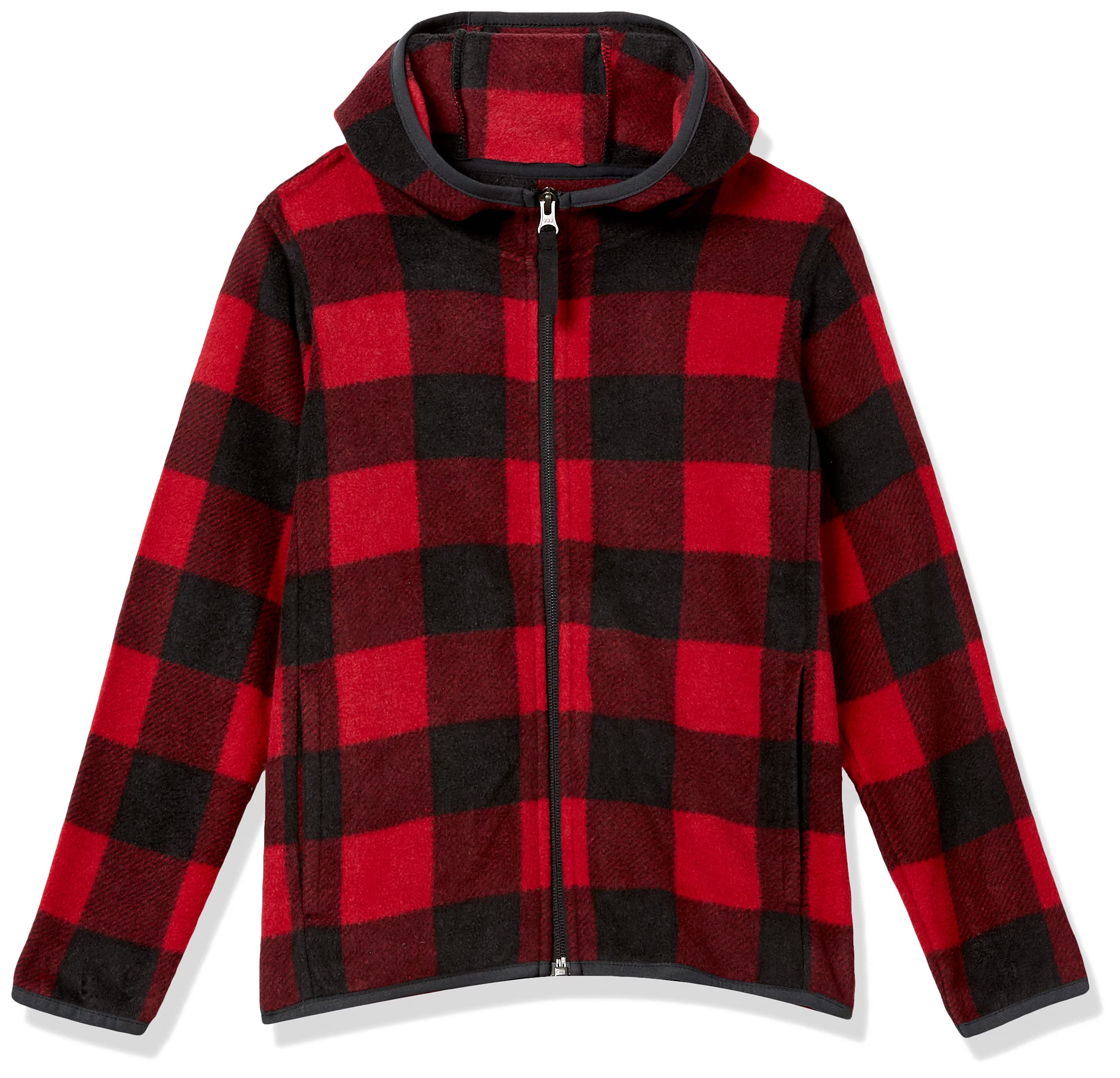 

Amazon Essentials Флисовая куртка с капюшоном на молнии для мальчиков, Красная клетка буффало, Размеры 145-150