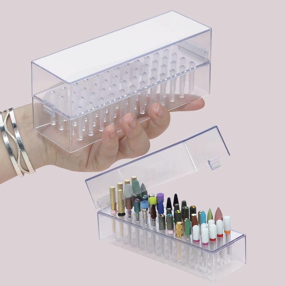 Transparent Nail Drill Bits Storage Box Professional Nail Drill Bits Holder Stand