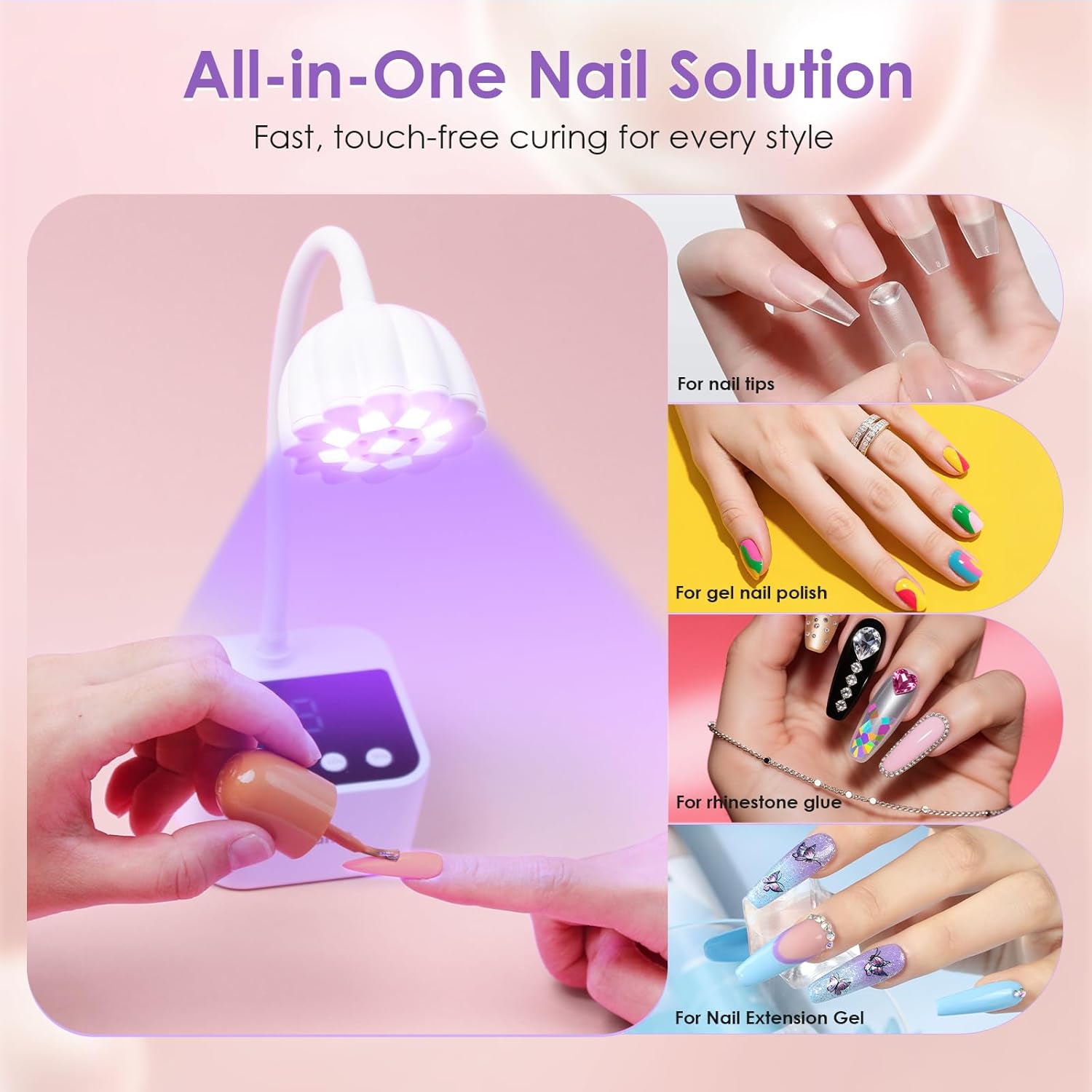 

УФ светодиодная лампа для ногтей - Перезаряжаемая беспроводная лампа на гибкой ножке для гель-лака и наращивания, белая United States