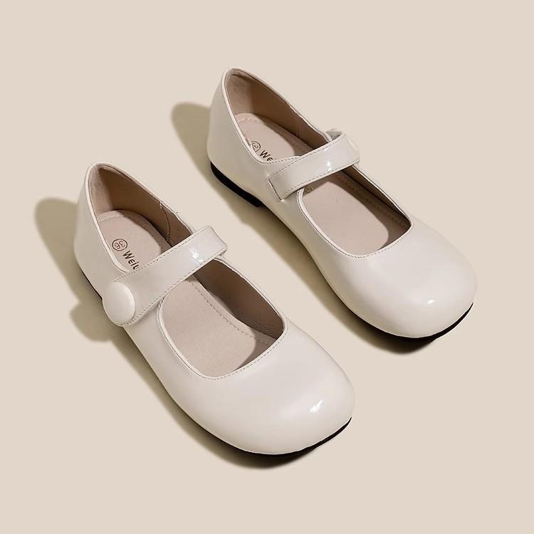 French Round Head Soft Bottom Flat Bottom Mary Jane Women's Shoes Light Mouth Apricot Red Jk Small Leather Shoes Comfortable Single Shoes Women's Skir