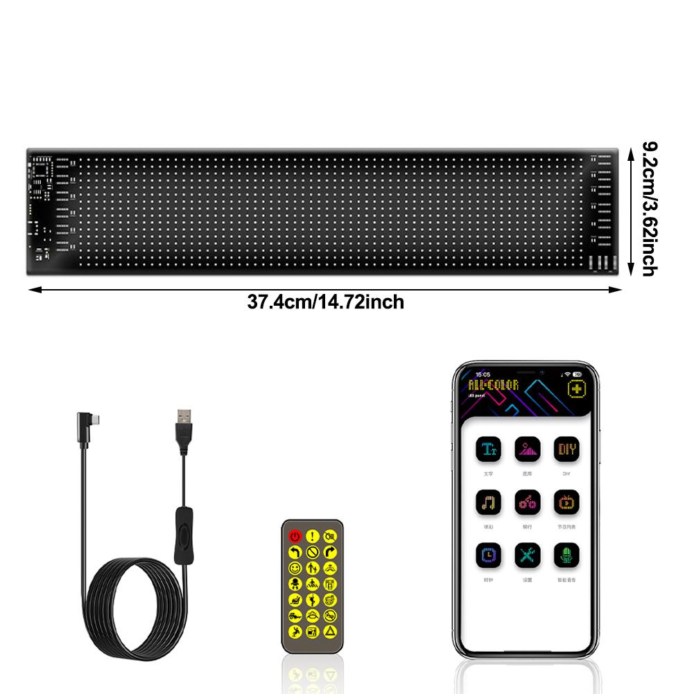 Car LED Pixel Panel Light APP Remote Control Soft Foldable Lighting Graffiti Scrolling Signboard Windshield Advertising Screen