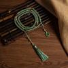 Halskette mit langen grünen Perlen im chinesischen Stil, buddhistische Buddha-Meditation, grüne Kristallhalskette, lange Quasten-Choker, Schmuckgeschenke