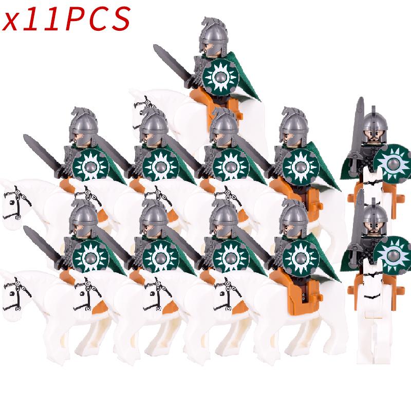 Mittelalterlicher Ritter Lord Rohan Krieger Helm Schild Waffe Rüstung Zubehör Königliche Garde Figuren Bausteine Kinderspielzeug Geschenke