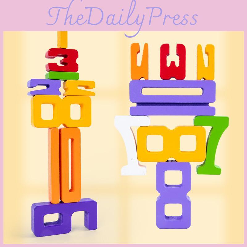 Large Wooden Number Building Block Kids Educational Early Enlightenment Babys