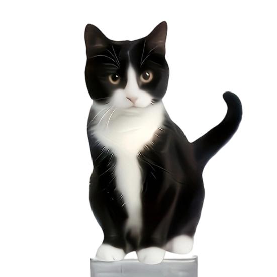 Cat Spring Car Rocking Black White Cat Figurine 2d Flat Acrylic Swaying Dashboard