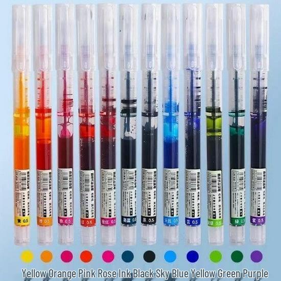 Large Capacity Colored Rollerball Pen - Quick-Drying, Carbon Neutral Ink, Water-Based, Ideal for Signatures and Journaling
