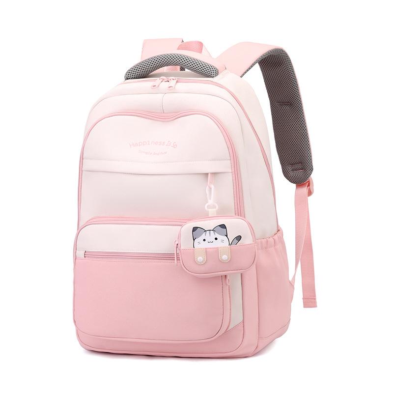 Trendy Lightweight High School Student Girls Schoolbag Large Capacity Burden Reduction Waterproof Backpack Primary School Students Grades 5-6 Book Bag