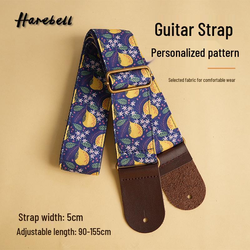 Universal Adjustable Guitar Strap with Floral Forest Pattern in Purple 90-155cm