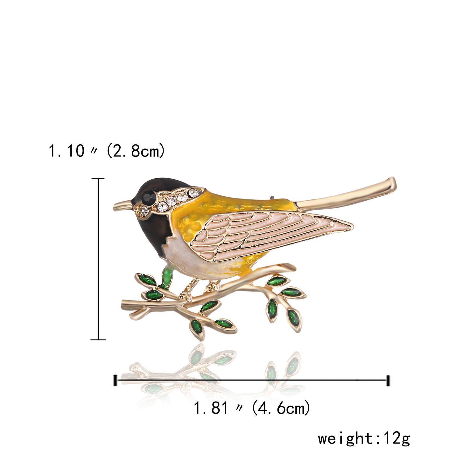 Rinhoo Enamel Flying Hummingbird Brooch Pins Women Animal Little Birds Tree Branch Eagle Rhinestone Badge Party Gifts Jewelry