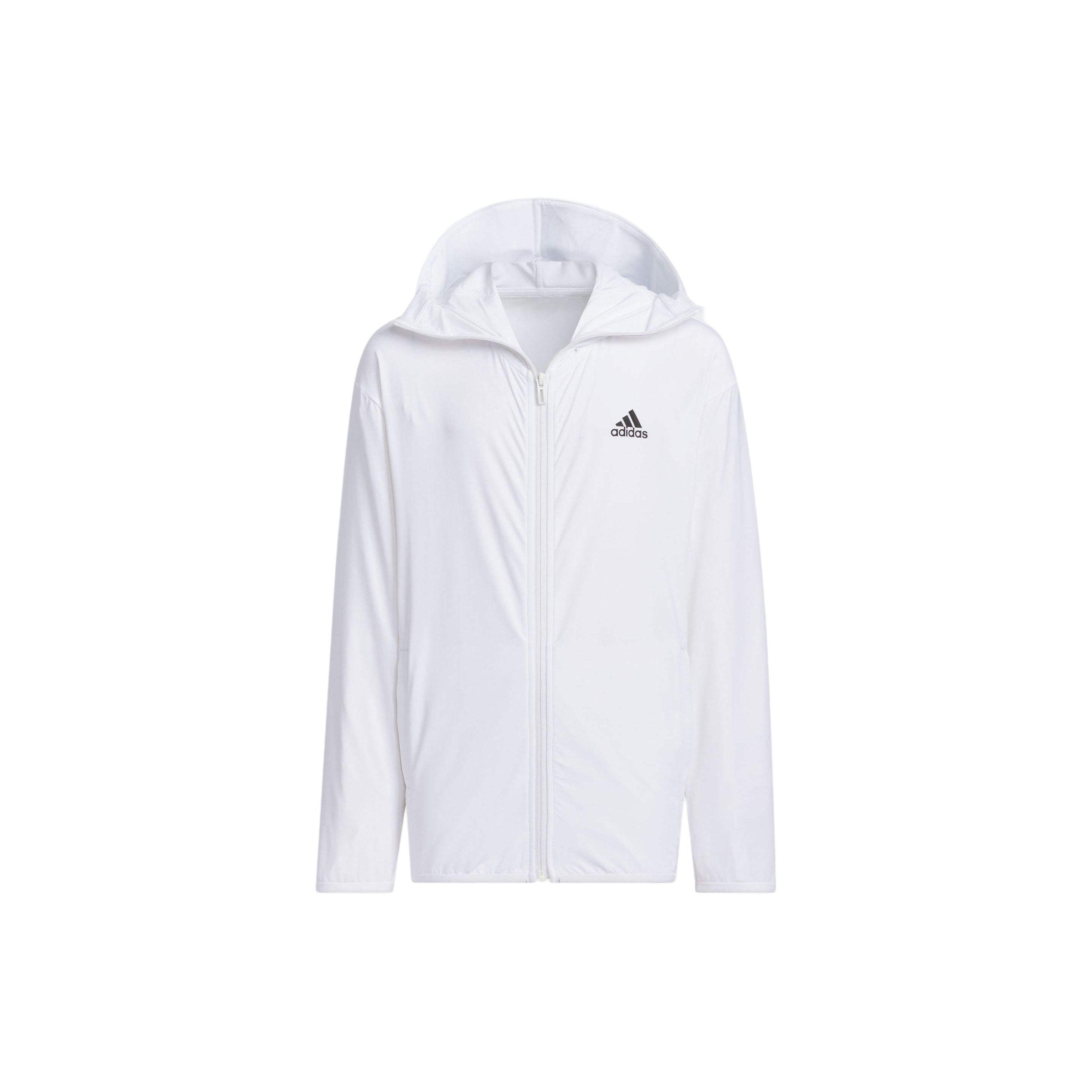 

Adidas Functional Solid Color Simple Logo Print Hooded Long Sleeve Jacket Kids Jacket White JI9795 A122