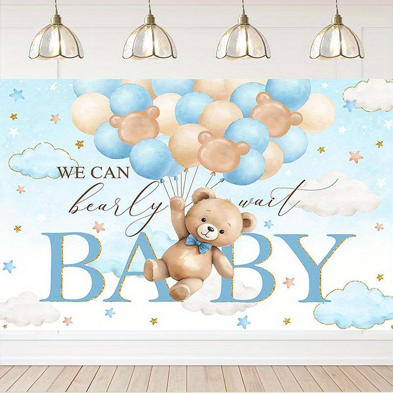 1 Piece Cute Bear and Balloon Shower Background - "We Can Hardly Wait" Party Decoration