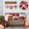 4pcs Valentine's Day Throw Pillow Covers Be My Valentine Stripe Heart with Leaf Designs, Zip Closure, Anniversary, Wedding, Party Cushion Case