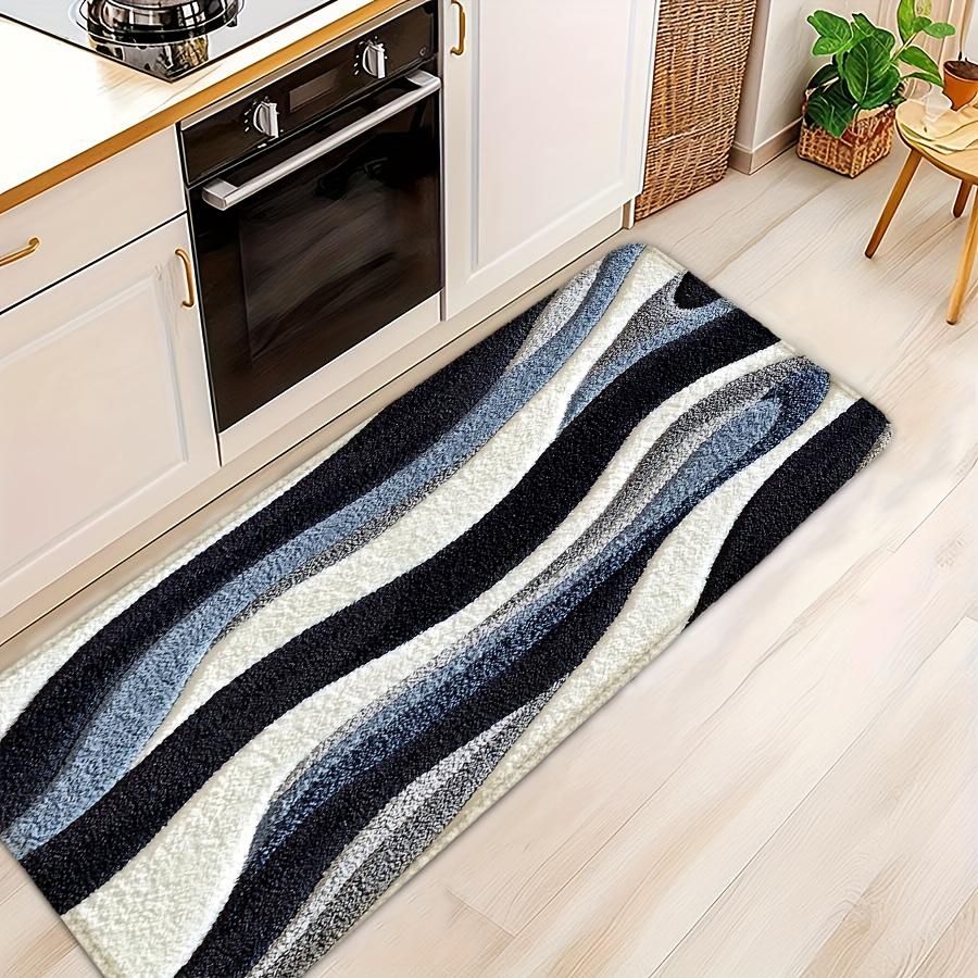 Monochrome Wavy Bath Mat – Non-Slip, Quick-Dry Rug for Bathroom, Kitchen & Entryway, Perfect Housewarming Gift