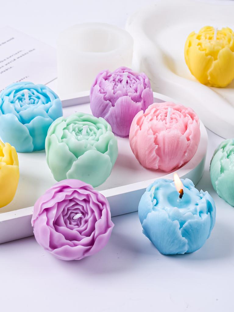 DIY Austin Flower Scented Candle Silicone Molds 3D Mini Rose Flower Handmade Soap Gypsum Resin Making  Ice Cake Mold Home Decor