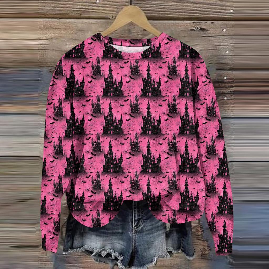 Women's Casual Comfortable Round Neck Long Sleeve Baseball Print Top Sweatshirt