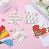 8 pezzi/set Portachiavi a Forma di Cuore in Legno Punto Croce Set da Ricamo Mini Macchina da Cucire Fai da Te Portachiavi per Principianti Piccolo Punto Croce Cucito