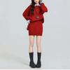 Women's Color Block Two-Piece Shirt Collar Sweater - Lazy Style Autumn Grey Knitwear Set