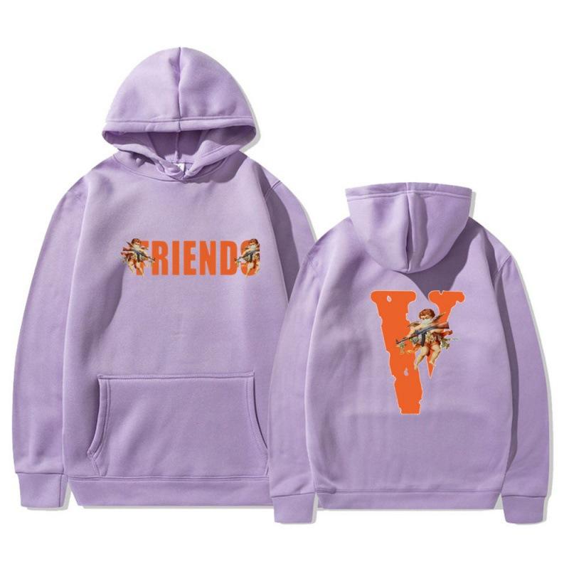 Vlone лонгслив с принтом мужской европейский и американский худи-свитер для пары XXXL лавандовый